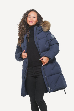 Пальто пуховое Марго SkyStretch Goose (Женский; 46; Индиго без*Меха)